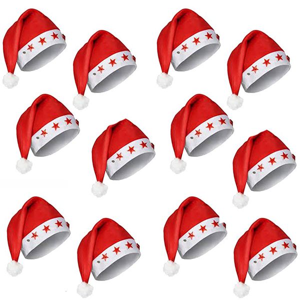 12 pcs Santa hats, with lights ,modern star design