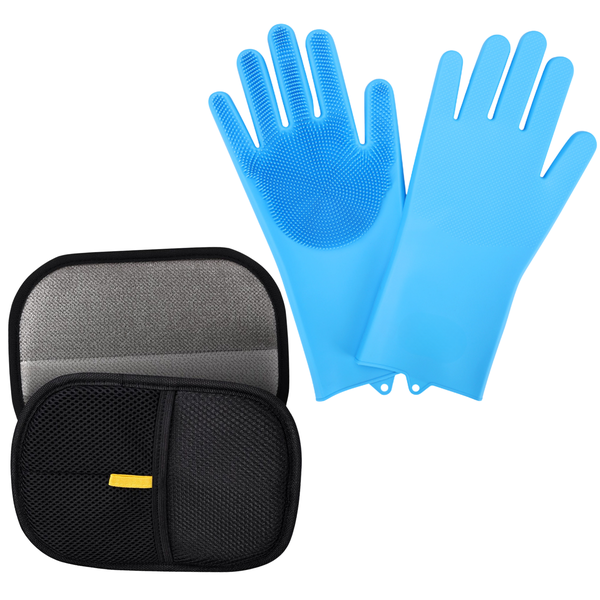 2 Pcs Pet Hair Remover &amp; Grooming Gloves, Dogs &amp; Cats, Bath, Massage