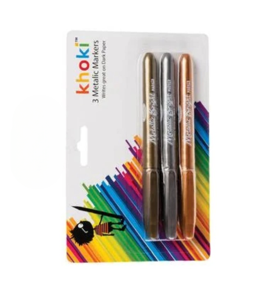 High-Shine Metallic Markers 3-Pack: Gold, Silver &amp; Bronze
