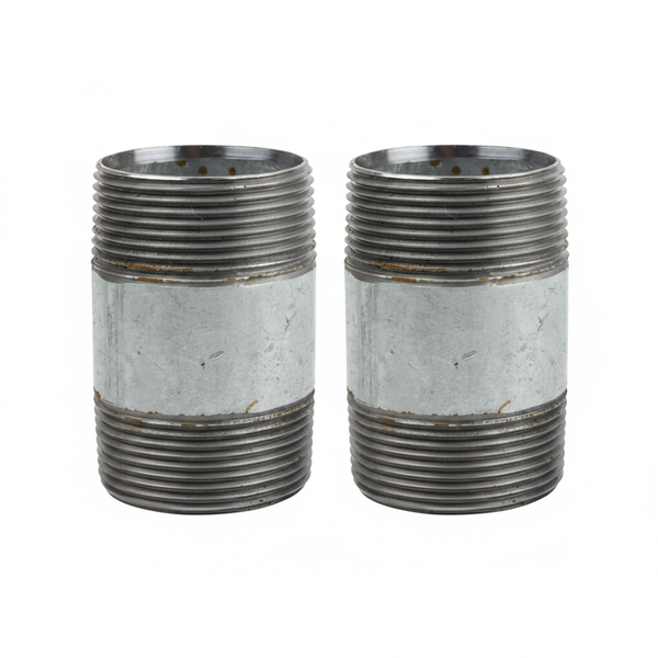 Galvanized 65mm Barrel Nipple Hose Fitting for Irrigation - 2 Pack