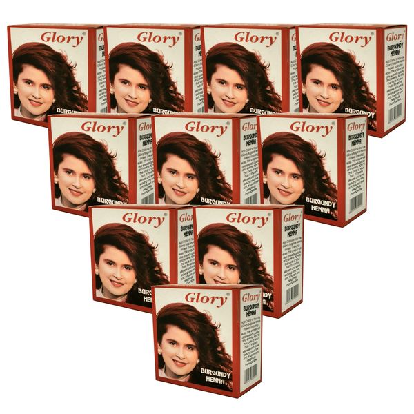 Glory Henna Natural Hair dye - Ammonia Free - Burgundy - 10 Pack