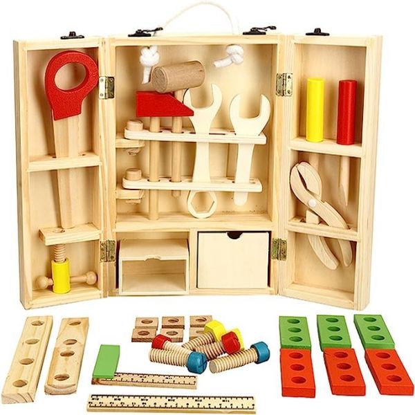Portable Kids Wooden Toolbox For Your Little Carpenter