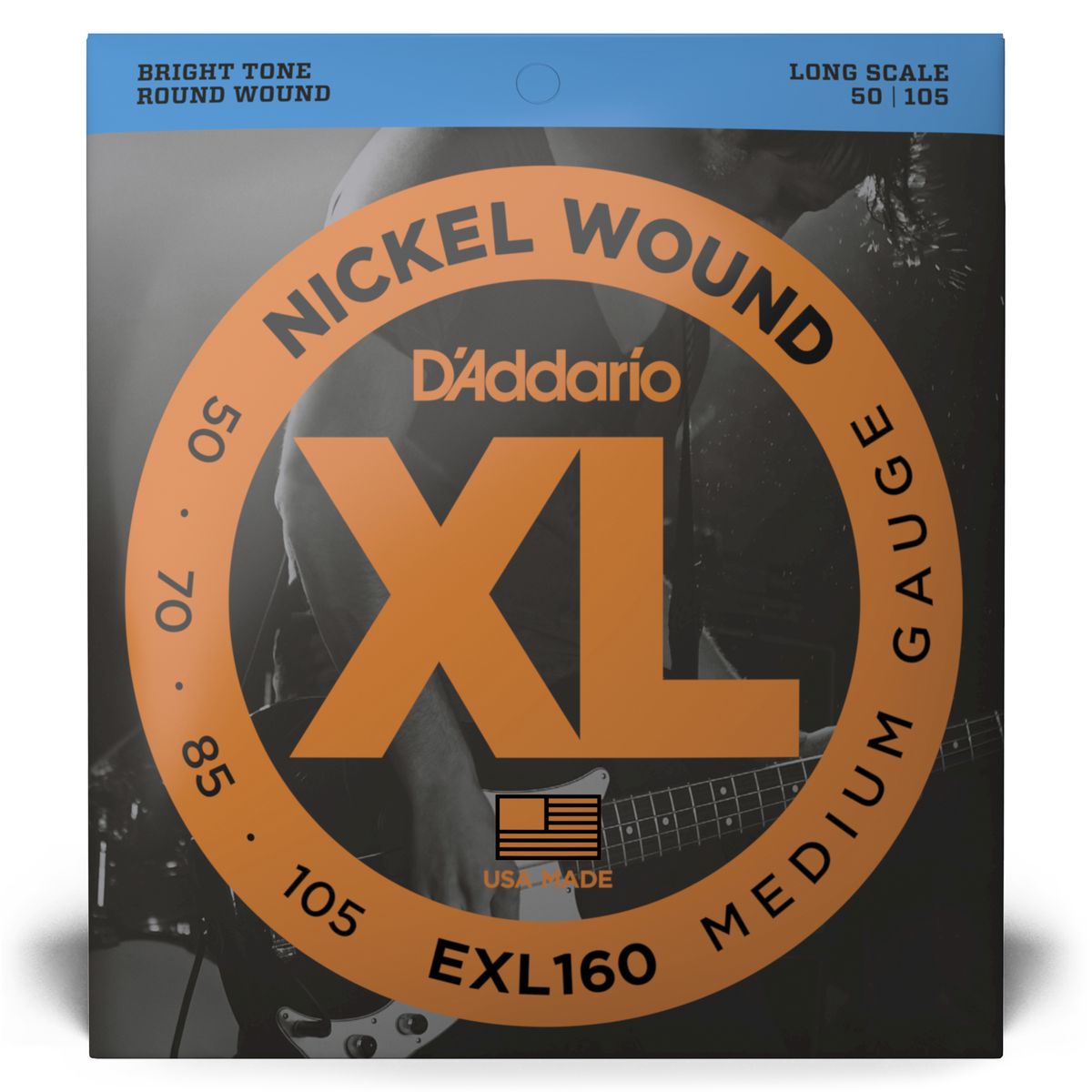 D'Addario EXL160 Nickel Wound Bass Guitar Strings Medium 50-105 Long Scale
