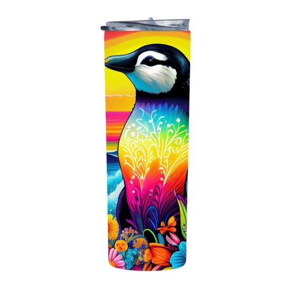 Rainbow Sunset Penguin 20 Oz Straight Skinny Tumbler 002