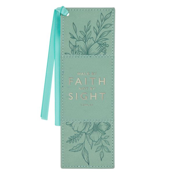 Faux Leather Bookmark - Walk by Faith Not by Sight
