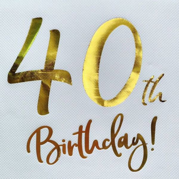 40th Birthday Printed White Paper Serviettes