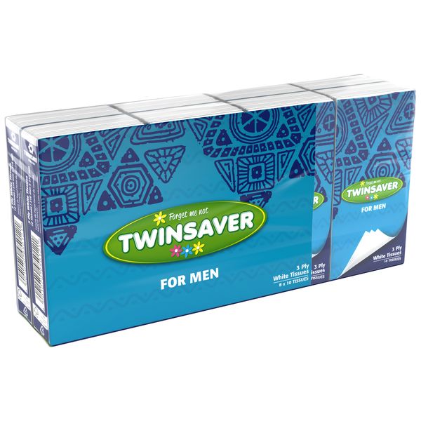 Twinsaver Mens 8x10s Pocket Tissue Pack