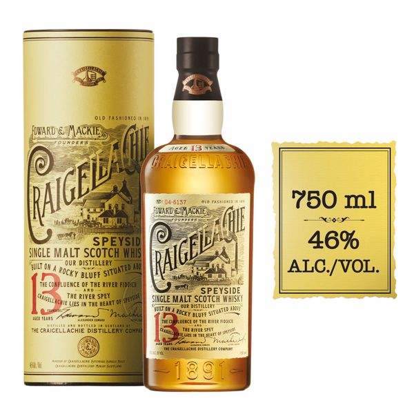 Craigellachie 13 Year Old Scotch Single Malt Whisky, 46% ABV, 750ml