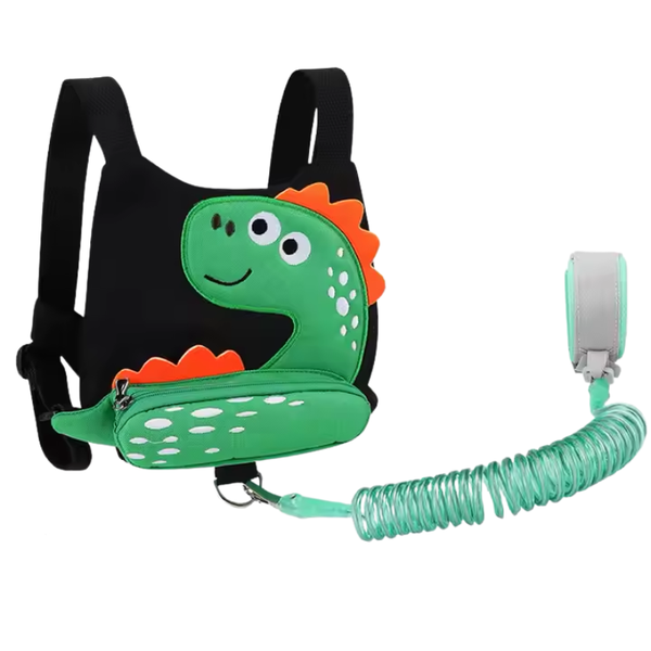 3-in-1 Toddler Safety Leash with Wrist Link - Black Dinosaur