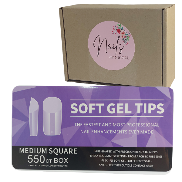 Soft Gel Tips - Full Cover Medium Square - 550 Piece - Nails by Nicole