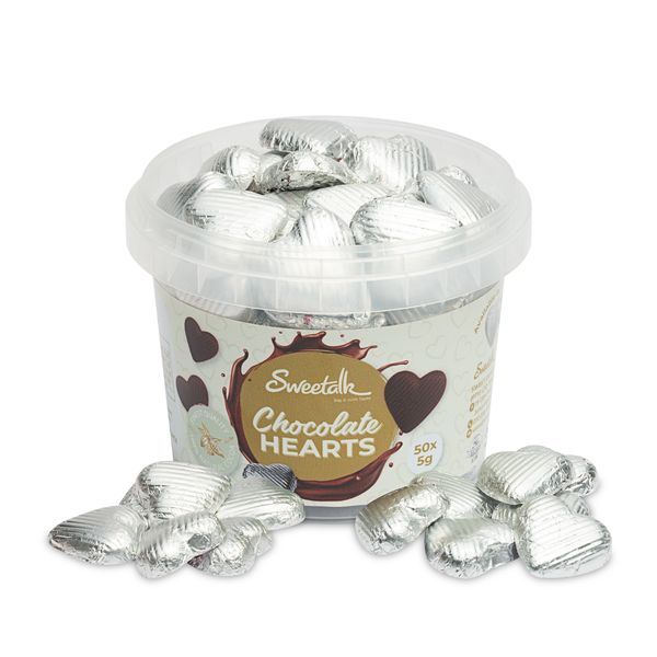 Sweetalk - Bulk Pack x50 Mini Chocolate Hearts Silver