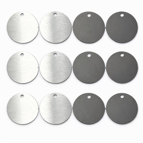304 Stainless Steel Round Key Chain Tags - Ø 30mm, 3mm Hole - Pack of 12