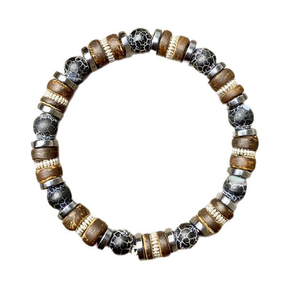 Agate Bracelet for Men, Made of Wood