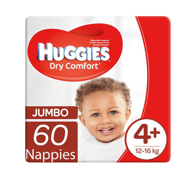 Huggies Dry Comfort Nappies Jumbo Pack Size 4+ (2 X 60'S)