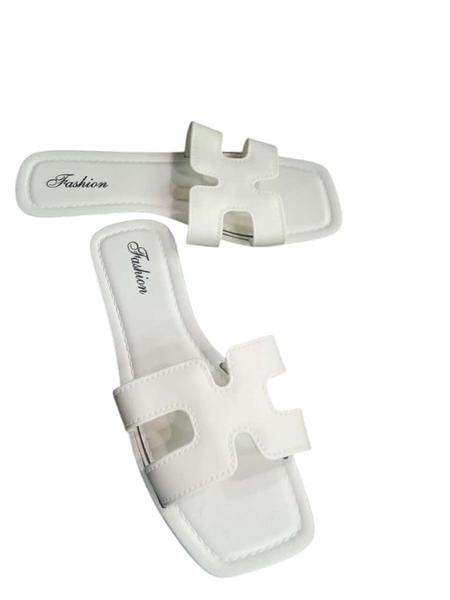 Ladies Rubber Slippers - Summer Open Strap, Cream White, Size 40/41