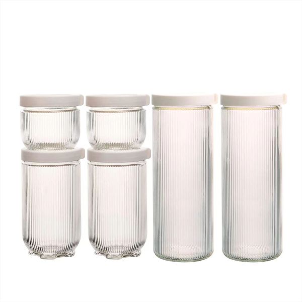 6 Piece Kitchen Glass Storage Jars Airtight Food Storage Container