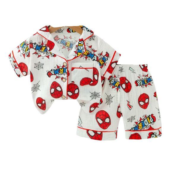 Spider Cartoon Pyjamas for Kids - Shirt and Shorts