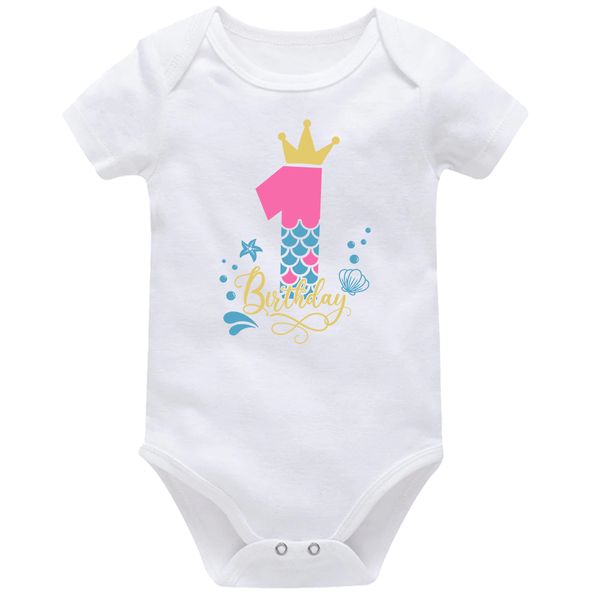 My 1st Birthday Mermaid Baby Vest Bodysuit Onesie Short Sleeve