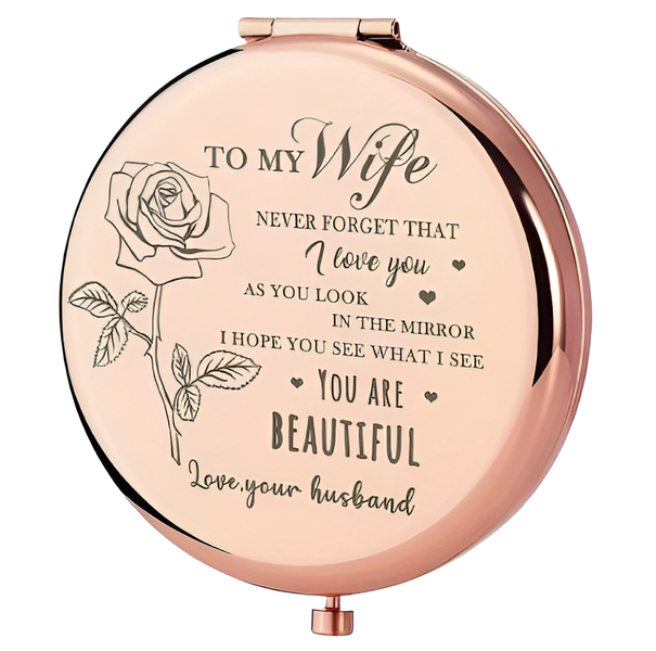To My Wife Never Forget I Love You Engraved Handheld Makeup Mirror Gift