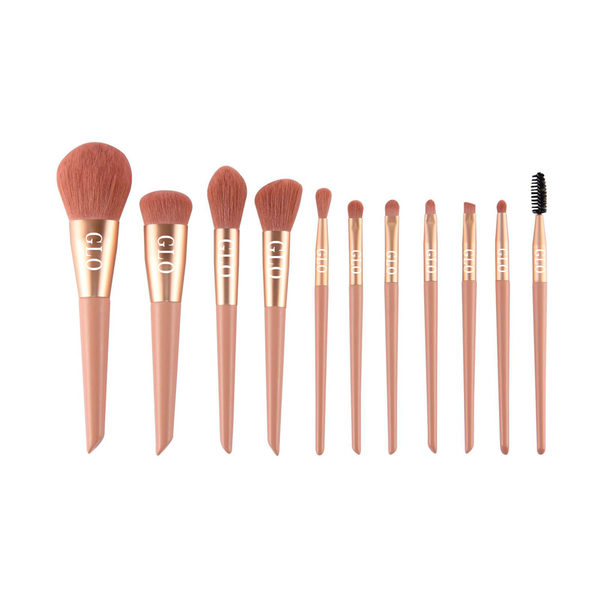GLO - Makeup Brush Set - 11 Pcs Rose Gold Matte Makeup Brushes