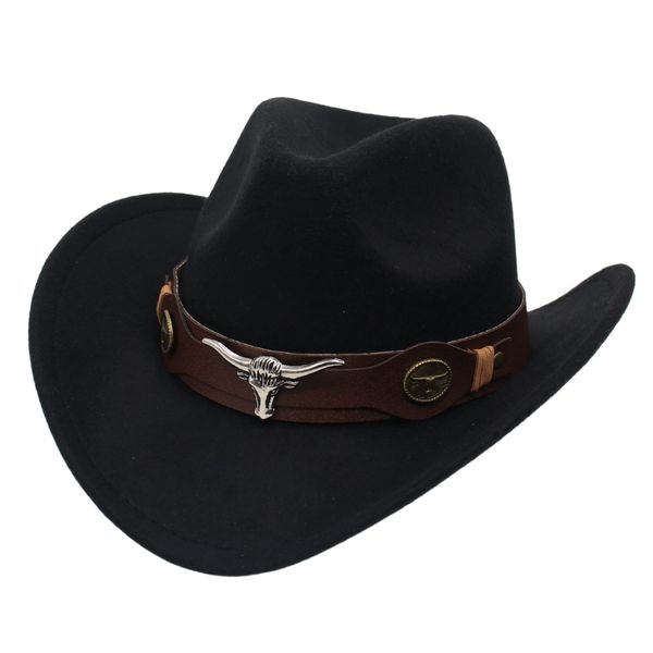 Ethnic Style Cow Standard Western Cowboy Jazz Hat - Rolled Brim