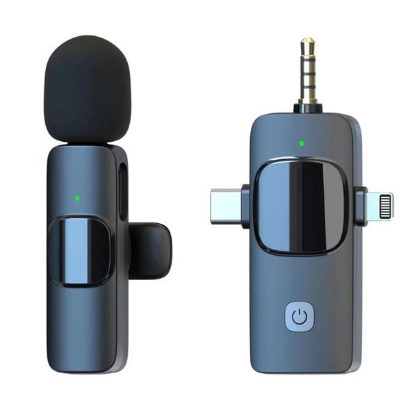3 in 1 Wireless Lavalier Microphones Compatible With iPhone ipad Android