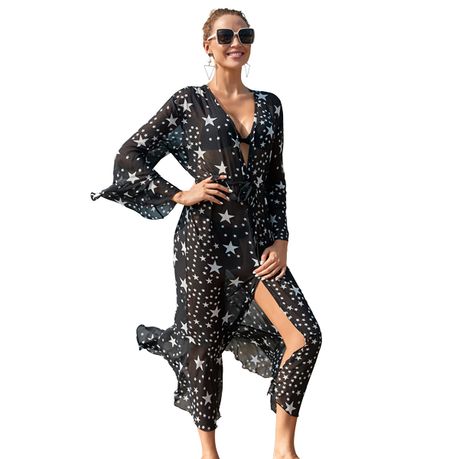 black sequin beach cover up