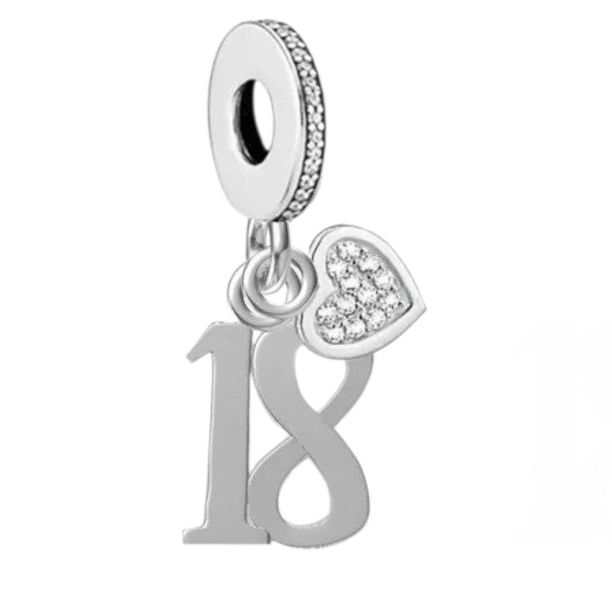 Sterling Silver Charm, 18th Birthday Charm for Bracelet, Charm for Women