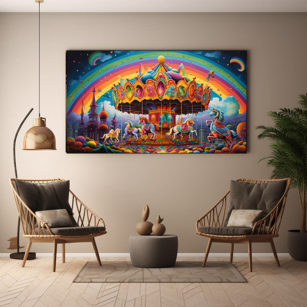 Canvas Wall Art - Magical Rainbow Carousel - BK0057