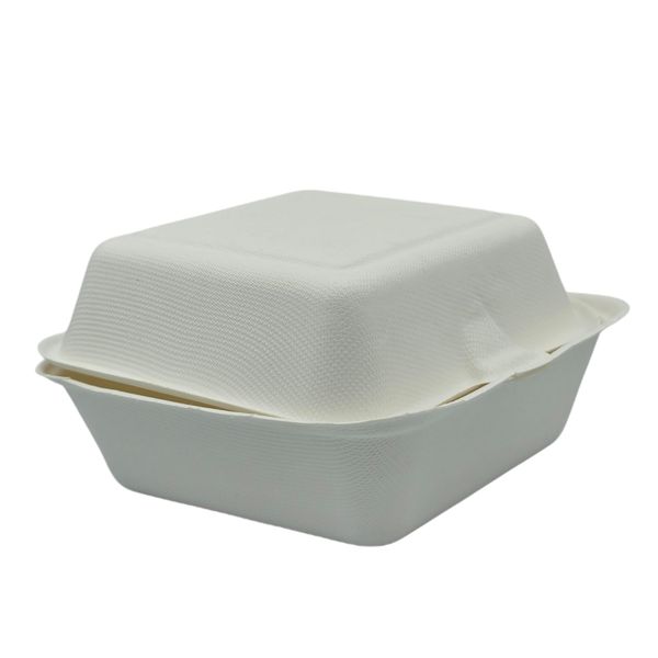Sugarcane Burger Clamshells Biodegradable 6in Single Comp - 50 Pack