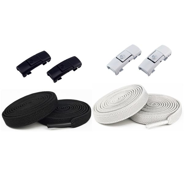 Tie Free Lazy Shoelace Buckles, with Elastic Shoelaces- 2 Pairs, 8mm