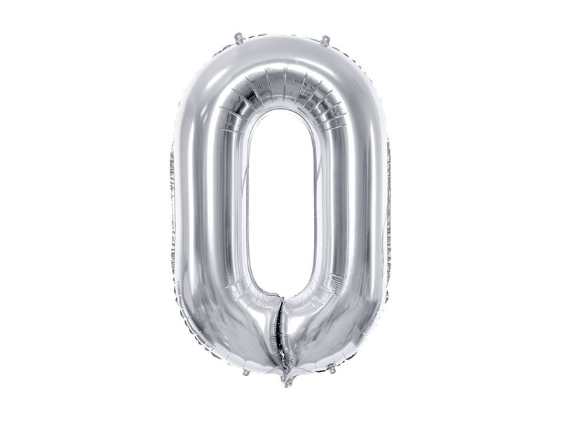 Foil Balloon Number "0", 86cm, silver