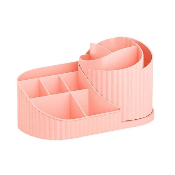 Rotating Cosmetic Storage Box with Pen Holder - Pink