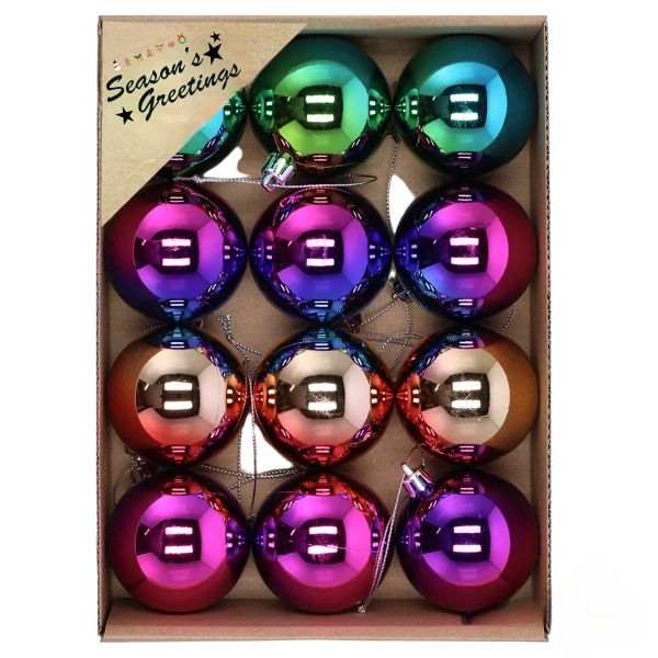 Season's Greetings Ombre Christmas Baubles 6cm - 12 Piece