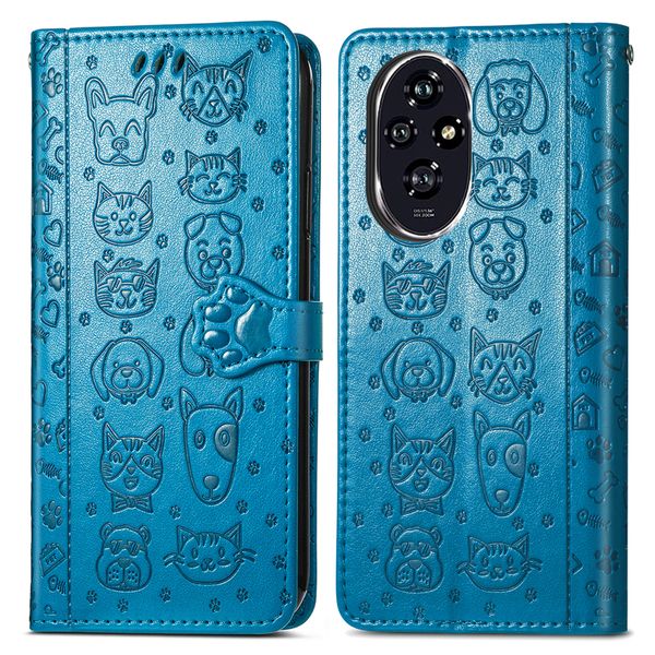 Cat and Dog Leather Flip Case Compatible With Honor 200 Lite Cover