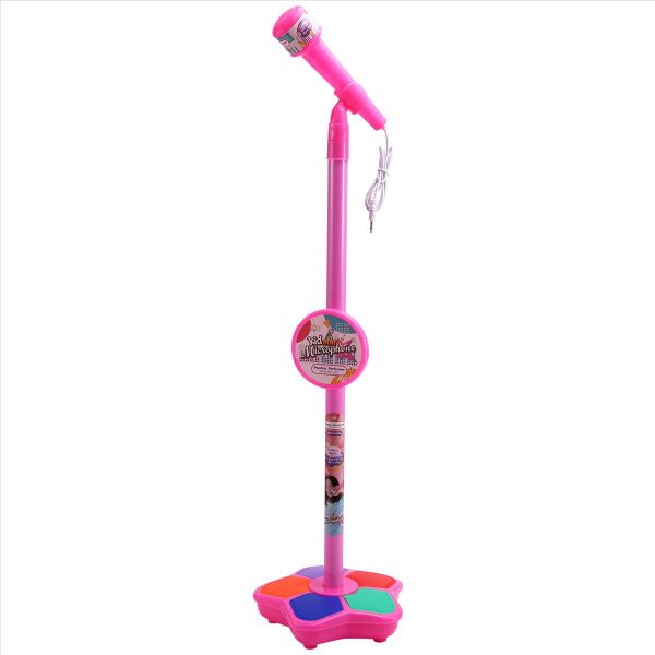 Kids Microphone with Light Stand Toy Pink