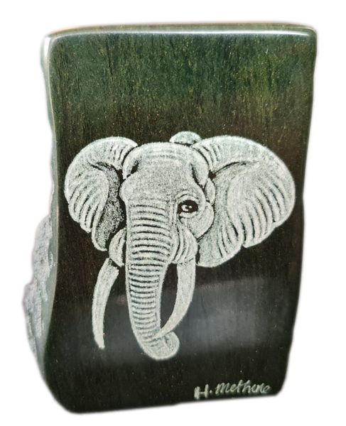 Verdite Elephant Head Hand Carved Green Stone