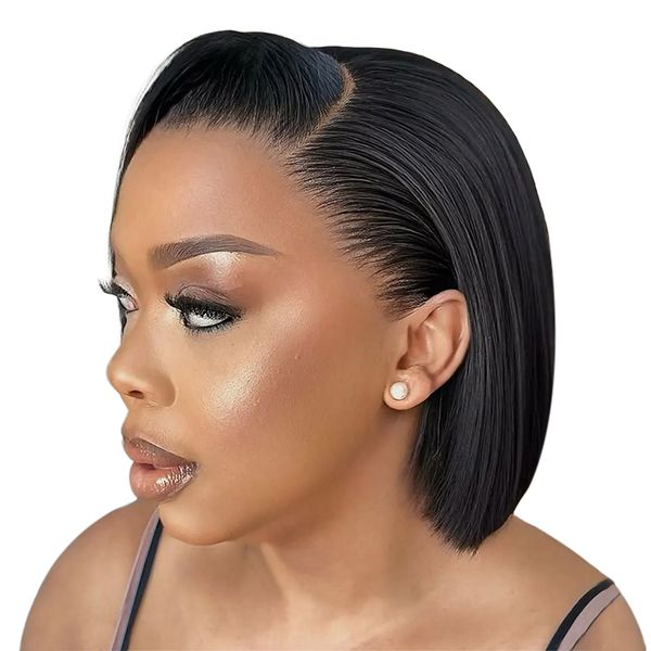 Geebuy Best Quality Straight Wear and Go Bob Wig 13x4 Full Frontal Wig 8In