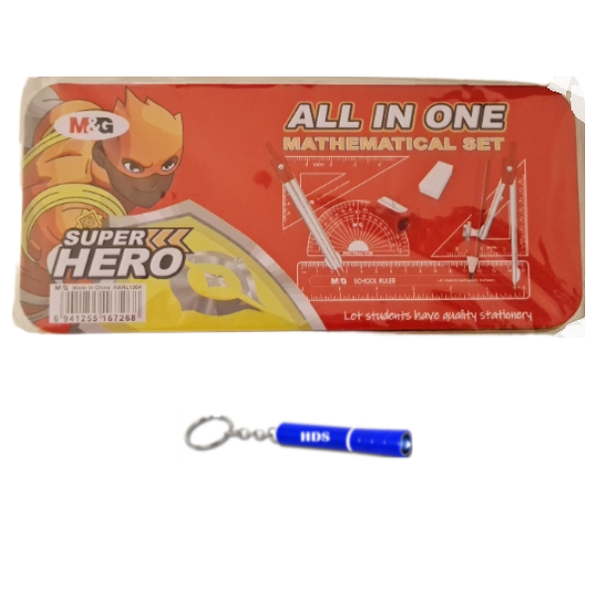 M&amp;G All in one 7pcs mathematical set with branded HDS torch