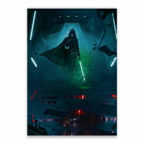 Anakin Green Light Saber Poster - A1