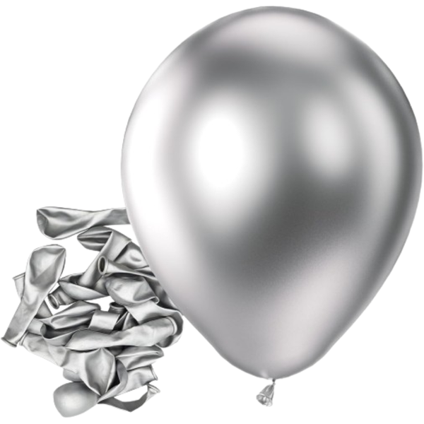 Balloons Helium 6 Piece Per Pack Metallic Silver F-01 - 5 Packs