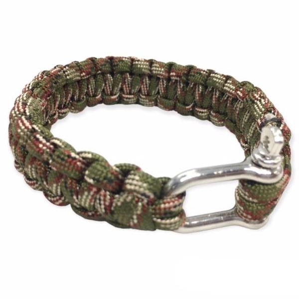 Paracord Hand Bracelet 25cm Metal Lock - Green Camo
