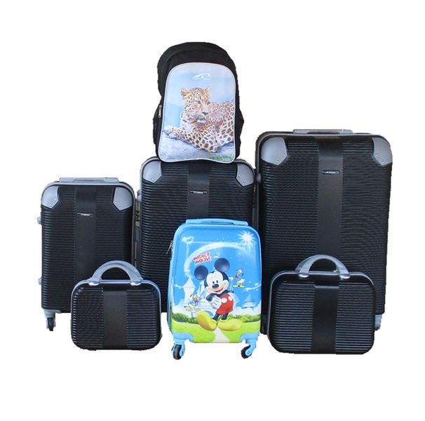 5-Piece ABS Luggage Trolley Set with Spinner Wheels,Mickey Case &amp; Schoolbag