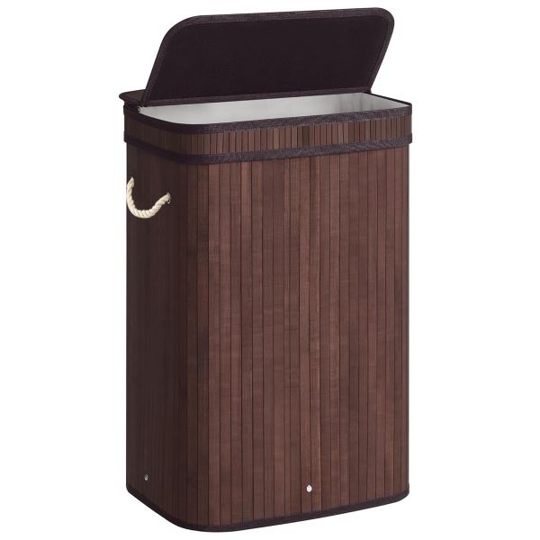 75L Large Corner Bamboo Laundry Basket Laundry Hamper with Lid 40x30x60CM