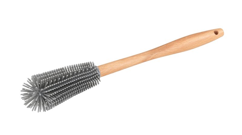 Wenko - Washing-Up Brush - Silicone &amp; Beechwood - Grey