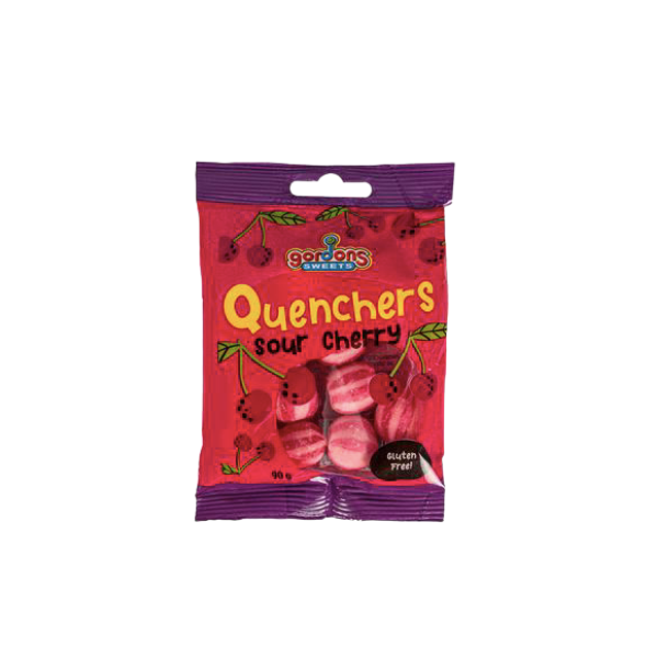 Gordons Sweets Sour Cherry Quenchers 90g x 8 Buy Online in South