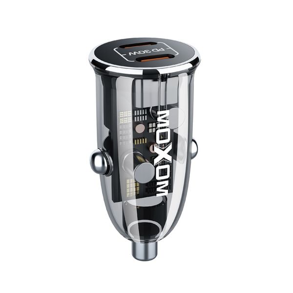 MX-VC802 Transparent Car Charger with Dual USB-C PD 30W Ports