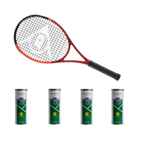 Dunlop CX Team 100 G2 Graphite Racket &amp; 4 Wimbledon Sea Level Tins