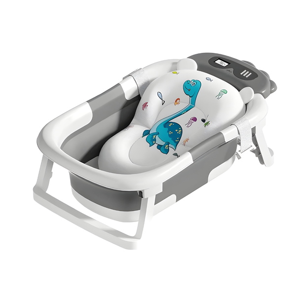 Bestby- Foldable Baby Bath Tub with Temperature Display &amp; Soft Cushion