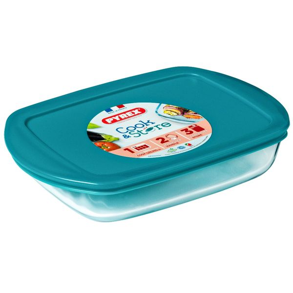 Pyrex - 0.75 Litre Cook &amp; Store Shallow Rectangular Dish With Lid